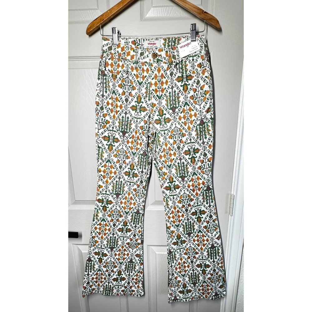 Wrangler Womens High Rise Fierce Flare Pants 26 Tapestry Western Boho Festival